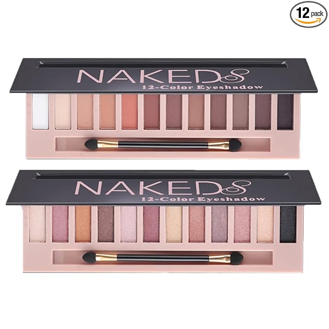 BestLand 2 Pack 12 Colors Makeup Nude Colors Eyeshadow Palette Natural Nude Matte Shimmer Glitter Pigment Eye Shadow Pallete Set Waterproof Smokey Professional Beauty Makeup Kit (2 PCS)