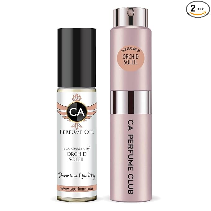 CA Perfume Duo Impression of Orchid Soleil For Women Perfume Layering Set Long Lasting Travel Size EDP + Body Oil Roll-On Bottle 0.27 Fl Oz+0.33 Fl Oz