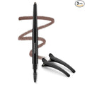 Eyebrow Pencil - Makeup Waterproof Brow Pencil with Triangular Tip, Dual-Sided Brow Brush, Precise, Fine Tip, Fills Brows Creates Natural Looking Brow, with Hair Clips - Brown