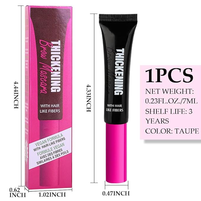 Tinted Thickening Brow Mascara,Tinted Eyebrow Gel, Waterproof, Transfer-proof, Brush to Fill in Eyebrows and Cover Gray Hairs - Cruelty Free - Light Medium Brown (1pc 08 Black)
