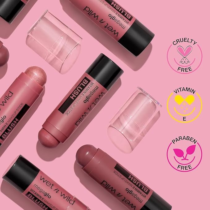 wet n wild MegaGlo Makeup Stick, Buildable Color, Versatile Use, Cruelty-Free & Vegan - Current Jam
