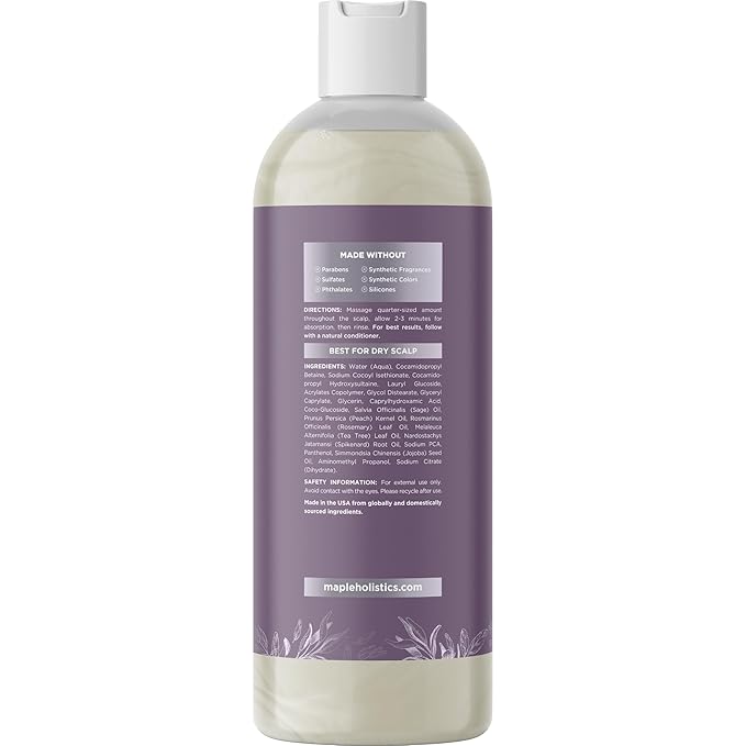 Sage and Rosemary Shampoo Sulfate Free - Sage Oil Clarifying Shampoo for Build Up and Scalp Moisturizer - Oily Hair Shampoo for Greasy Hair and Dry Scalp Treatment with Essential Oils for Hair