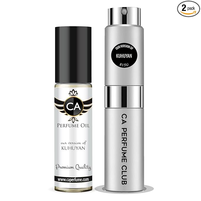 CA Perfume Duo Impression of Kuhuyan For Women And Men Perfume Layering Set Long Lasting Travel Size EDP + Body Oil Roll-On Bottle 0.27 Fl Oz+0.33 Fl Oz
