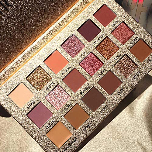 18 Color Natural Eyeshadow Palettefor Older Women – Champagne Shimmer Matte & Glitter Finish with Built-In Concealer Shade – Mauve Plum Brown Nude Eyeshadow Palette, Cream Eyeshadow for Mature Skin
