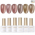 GAOY Forest Sunset Cat Eye Gel Nail Polish Set with Magnet for Holographic Cat Eye, Salon Gel Manicure and Nail Art DIY at Home