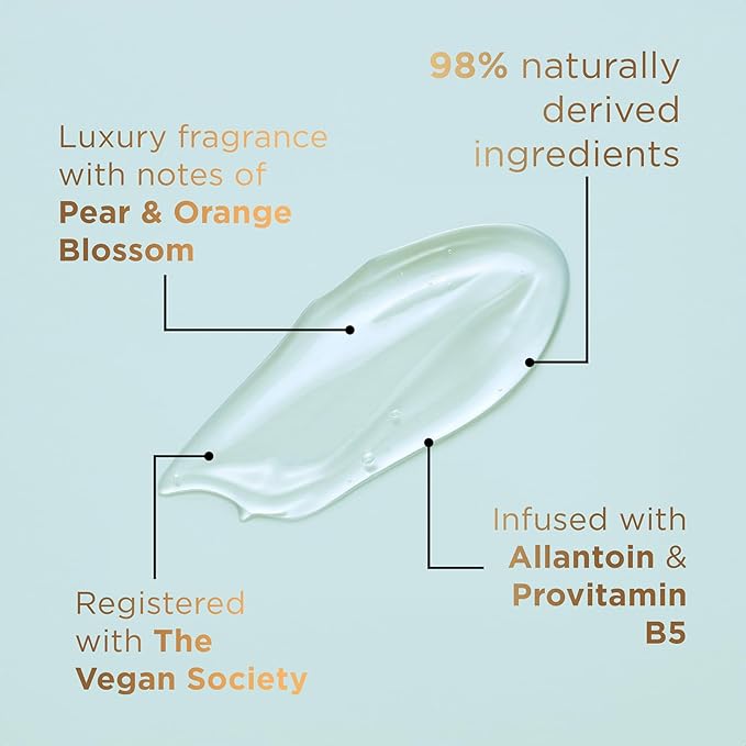 Baylis & Harding Kindness + Hyaluronic Acid, Pear & Orange Blossom Fragrance, 16.9 fl. oz Cleanse & Hydrate Body Wash (Pack of 3) - Biodegradable Formula - Vegan Friendly