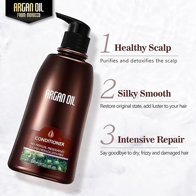 Moroccan Argan Oil Shampoo and Conditioner Sets with Hair Mask, Color Safe Smooth Add Shine Hair Treatment, UV Protection, Intense Moisturizing For Dry, Damaged, Frizzy,3 pack with Gift Box