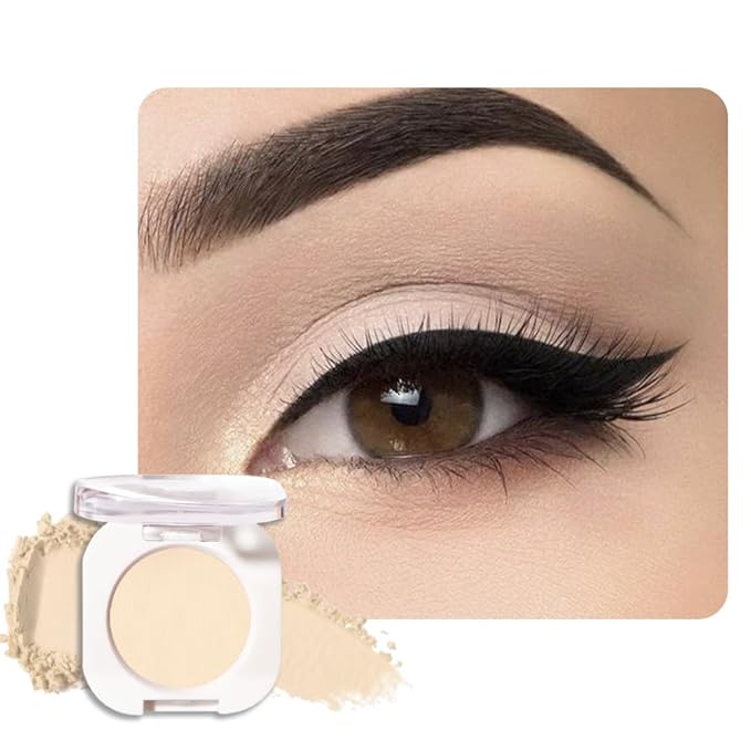 Smoky Beige Matte Eyeshadow, Light Nude White Single Eyeshadow Palette Makeup, Neutral Powde Eye Shadow for Mature Skin, Pigmented Waterproof, Vegan & Cruelty-Free, Sombras para Ojos