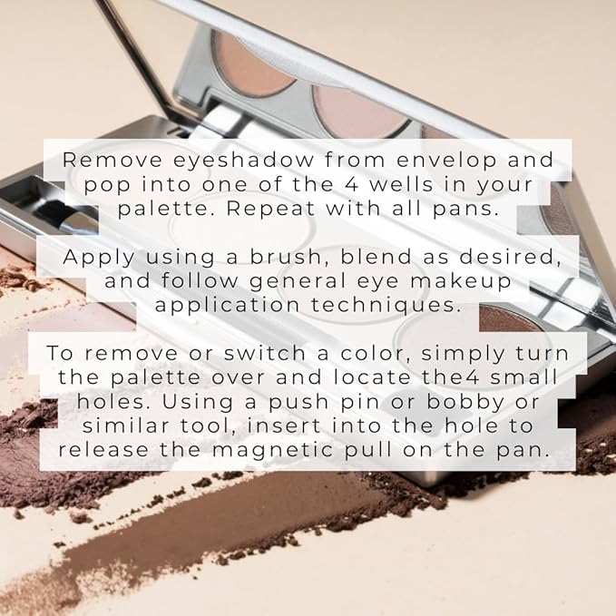 Honeybee Gardens Skinny Dip II Refillable Eye Shadow Palette – 4 Neutral Shades, Highly Pigmented Natural Eyeshadow, Vegan, Gluten-Free, Talc-Free & Paraben-Free Makeup Palette - Travel Size