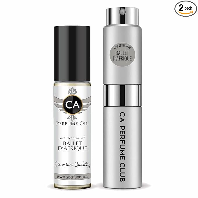 CA Perfume Duo Impression of Ballet D'afrique For Women And Men Perfume Layering Set Long Lasting Travel Size EDP + Body Oil Roll-On Bottle 0.27 Fl Oz+0.33 Fl Oz