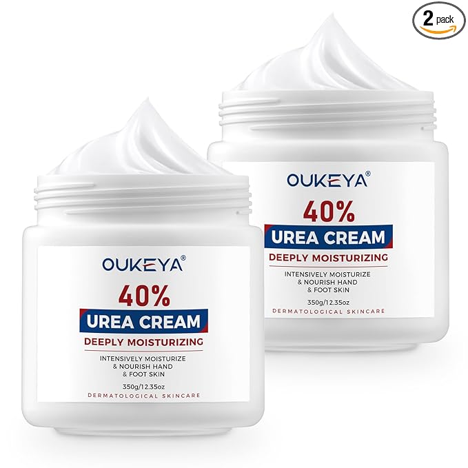 OUKEYA Urea Cream 40 Percent, Foot & Hand Cream for Dry Cracked, Urea Lotion for Feet Maximum Strength(12.35Oz X 2 Packs)