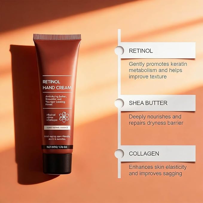 Retinol Hand Cream Anti Aging, Hydrating & Moisturizing Hand Lotion with Anti-Aging Formula to Help Prevent Wrinkles & Reduce Fine Lines (100G Intense Hand Cream With Retinol for Dry Hands)