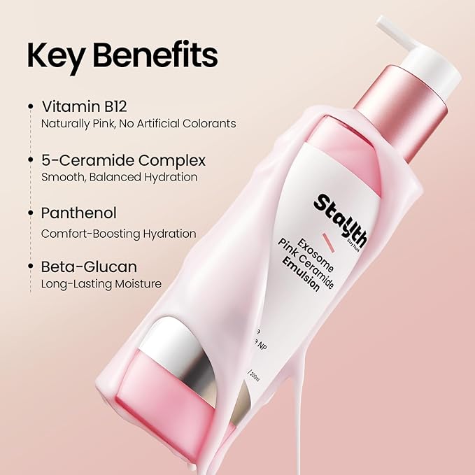Barrier Pink Milk Lotion, Hydrating Face Moisturizer for Dry Skin, Korean Skincare Ceramide Lotion with Exosome & Vitamin B12, Lightweight Milky Moisturizer, 200ml