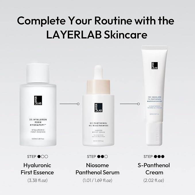LAYERLAB Barrier Boost Serum with 5% Panthenol 4% Niacinamide, Soothing Korean Skincare for Sensitive Skin, Niosome Panthenol Serum, 30ml, 1.01 fl.oz.