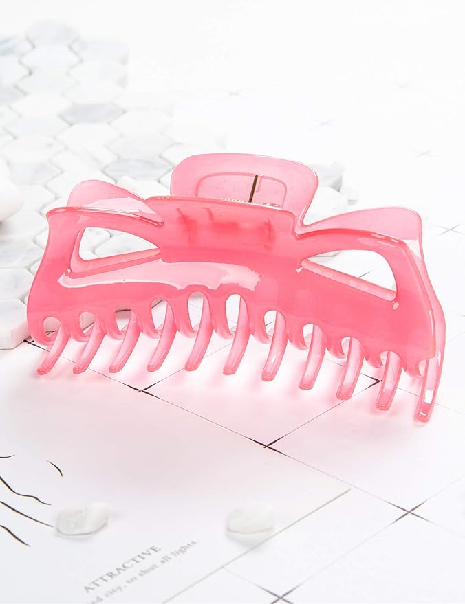 Thick Hair Super Large Clips Crystal Plastic Claw Clamps Hairgrips Clips Accessories for Women, 2 pack. (C)