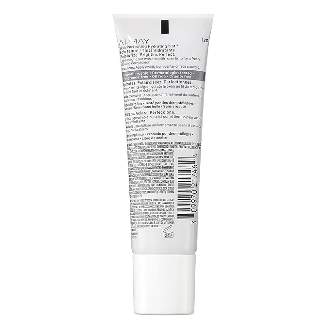 Almay Hydrating Liquid Foundation Tint, Lightweight with Light Coverage, Naturally Dewy Finish, Hypoallergenic, Dermatologist TestedFragrance Free, 120 Beige, 0.94 fl oz. (Pack of 2)