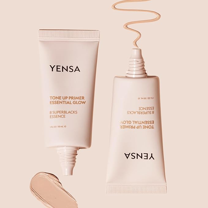 YENSA Tone Up Essential Glow Primer for Face - Brightening & Blurring Makeup Primer - Makeup Base Infused with Superfood Ingredients - Minimizes Appearance of Pores - Satin-Sheen Finish (1 Fl oz)