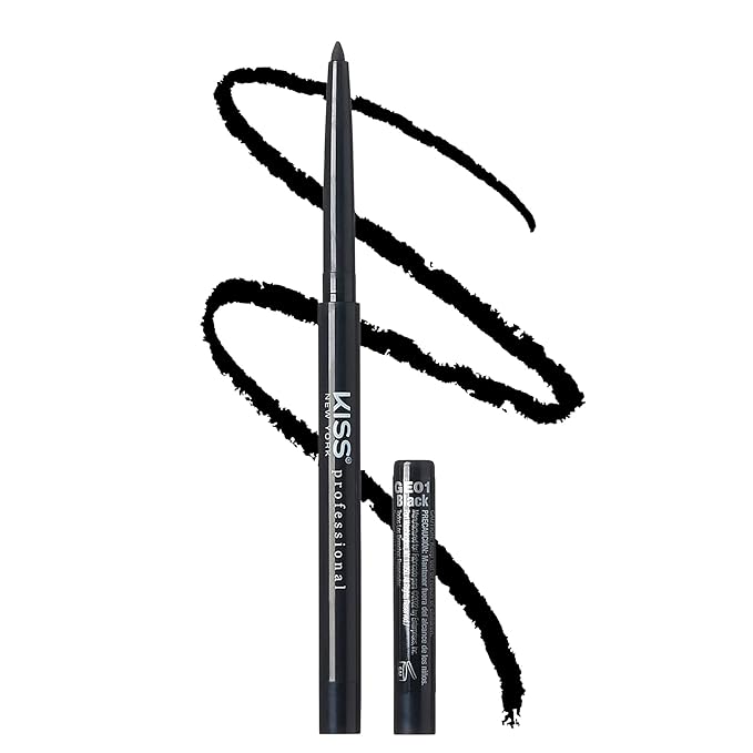 KISS NEW YORK Pro Intense Gel Eyeliner with Built-In Sharpener, Waterproof, Smudge-Proof, Long Lasting Gel Eyeliner Pencil (Black)