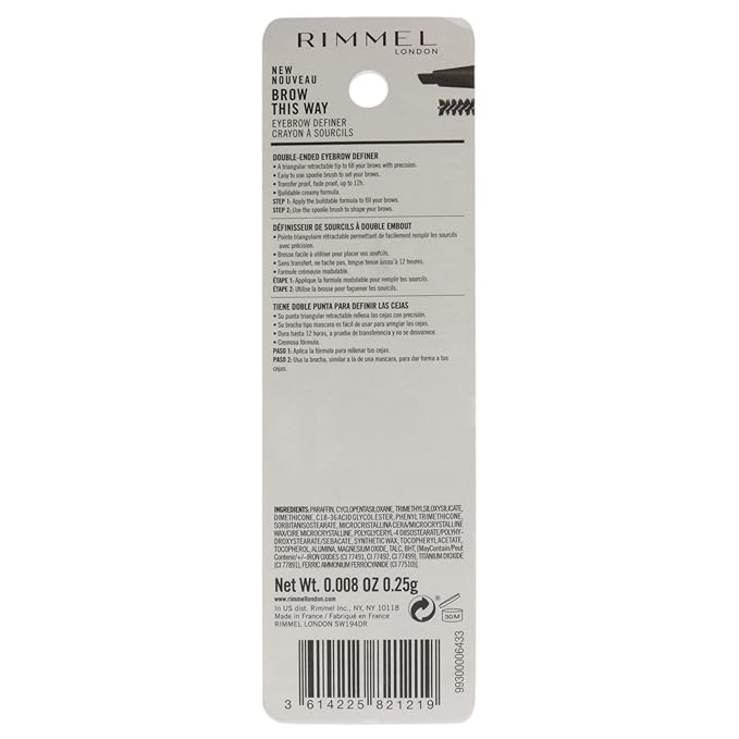 Rimmel Brow This Way Eyebrow Definer, Soft Black (1 Count)