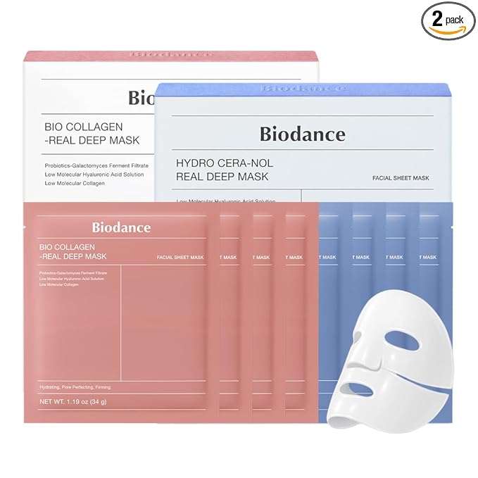BIODANCE Best Mask Duo: Bio-Collagen & Ceramide Panthenol Real Deep Mask Set, Firming, Hydrating, Face Mask Bundle for Glass Skin, Korean Skincare Set, Korean Skin Care, Facial Mask Set