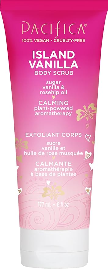 Pacifica Body Scrub - Sugar Island Vanilla Full Body Wash – Exfoliating & Moisturizing w/Rosehip Oil - Coconut & Vanilla Scented - Clean Beauty Vegan & Cruelty-Free Dermatologist Tested