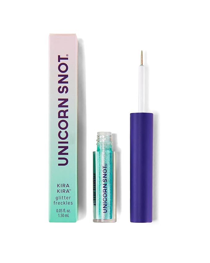 Unicorn Snot KiraKira Glitter Freckle Pen – Duochrome Color Shifting Vegan Eyeliner & Face Paint, Waterproof Precision Brush, 0.05 fl oz – Shook (Teal to Silver)