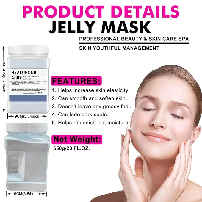 Jelly Mask Powder for Facials, Natural Rose Petals Jelly Face Mask, Professional Peel Off Hydro Face Mask Powder Leaves Skin Soft Moisturized and Revitalized,DIY SPA, 23 FlOz