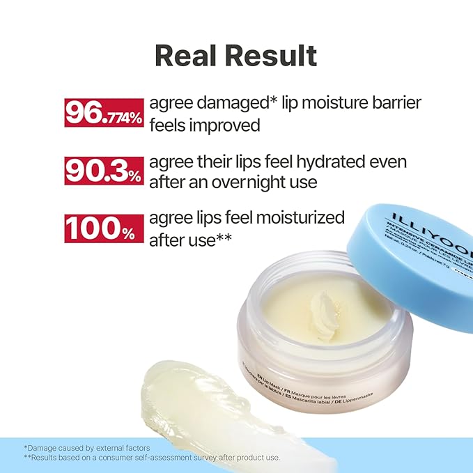 ILLIYOON Intensive Ceramide Lip Mask | 10,000ppm Ceramide for Barrier Repair & Deep Hydration, Non-sticky Vegan Formula, Overnight lip Mask & All-Day Balm, Fragrance-Free, Korean skincare, 0.24 fl.oz.