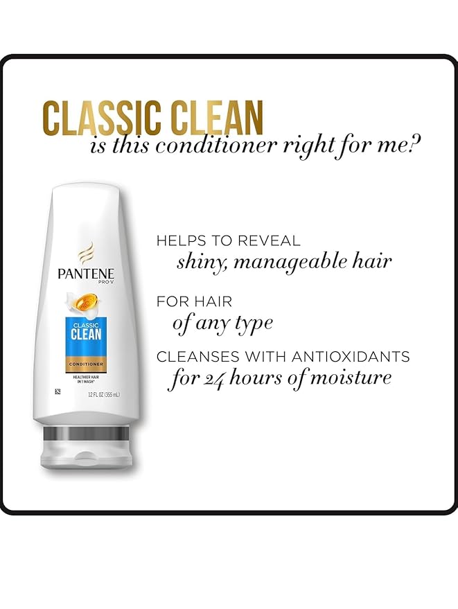 Pantene Classic Clean Conditioner, 24 fl oz, Twin Pack