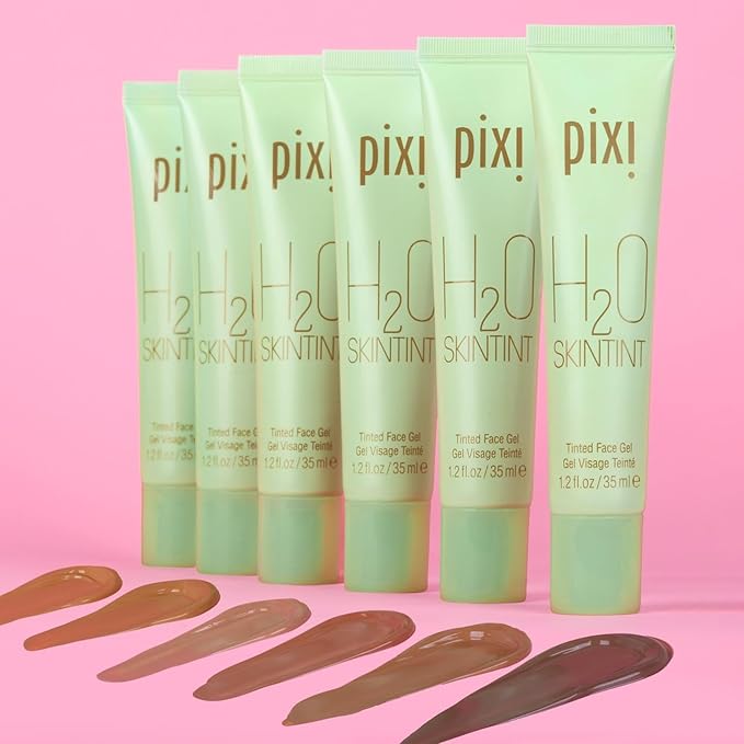 Pixi H2O SkinTint | Tinted Face Gel Moisturizer | Lightweight Hydrating Coverage with Hyaluronic Acid | Evens Skin Tone & Reduces Redness | Oil-Free Dewy Finish | Vanilla | 1.2 fl oz
