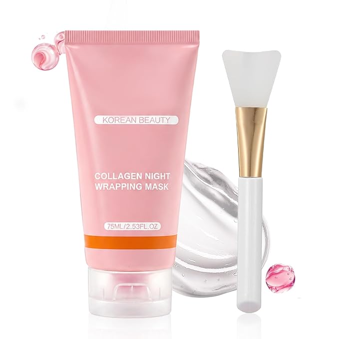 YURI Collagen Night Wrapping Mask Peel, Peel off Overnight Facial Mask, Hydrating Face Mask for Skin Care, Easy Peel Sleeping Mask for Women & Teen Girls, 2.54 fl.oz