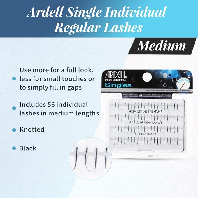 Ardell Regular Individual Lashes – DIY Lash Clusters, Knot-Free Natural Single Eyelash Clusters for Custom Lash Extension Look, 4 Pack