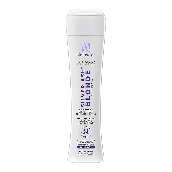 Naissant Silver Ash Blonde Hair Blue Toning Shampoo | Ultra High-Purity Blue Pigments | Neutralizes Orange &Brassy Tones | Hyaluronic Acid, Collagen &Biotin |Paraben, Ammonia &Sulfate Free |10.1 Fl Oz