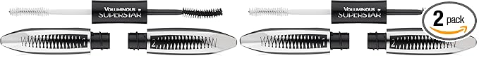 L'Oreal Paris Cosmetics Voluminous Superstar Mascara, Washable, Blackest Black, 0.41 Fl. Oz, 1 Count (Pack of 2)