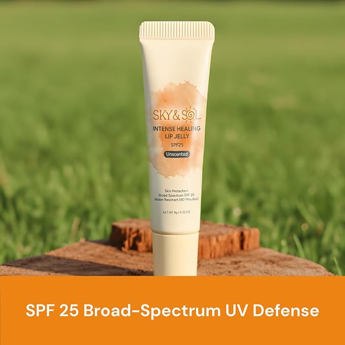Sky & Sol Lip Balm SPF 25 – 3 Pack Natural Hydrating Lip Jelly with Broad-Spectrum Sun Protection and Primer, Water-Resistant for Smooth, Plump & Rosy Lips.