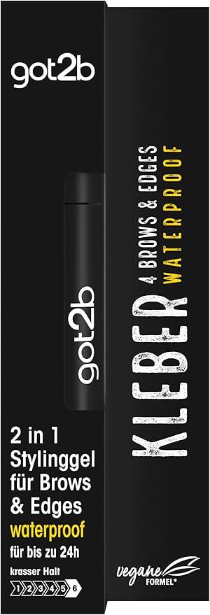 got2b Kleber 4 Brows & Edges Waterproof (16 ml), 2-in-1 Brow Gel & Hair Mascara, Sweat & Waterproof for up to 24 Hours Hold, with Practical Eyebrow Brush for Styling Hair Contours & Edges