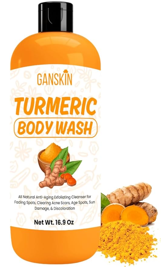 Turmeric Body Wash – Skin Brightening Liquid Soap for Discoloration – Natural Anti Aging Exfoliating Turmeric Body Wash for Spots, Acne, Sun Damage – Bath Soap Skincare