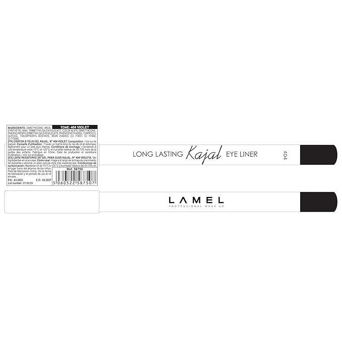 Lamel No Smudge Gel Eyeliner - Violet - Waterproof Eyeliner Pencil - 10-Hour Wear, Sharpenable, Contact Lens Friendly, Vegan - Creamy & Sweat Proof Pencil - Highly Pigmented - 404 Shade