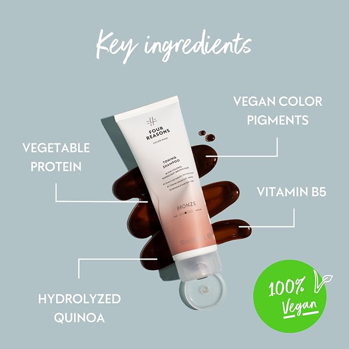FOUR REASONS Color Mask, Bronze (27 Colors) – Hair Gloss & Color Depositing Conditioner – Semi Permanent Hair Toner for Color-Treated Hair Color For Women – Vegan & Cruelty-Free – 6.76 fl oz