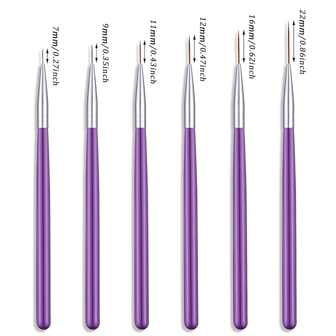 Maitys 6 Pcs Eyeliner Brushes Fine Point Thin Eye Makeup Gel Eyeliner Brush Water Activated Graphic Cosmetic Liner Wands for Eyes Makeup Tools(Vivid Style)