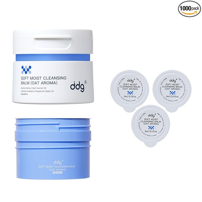 ddg Soft Moist Cleansing Balm Set-Make Remover Balm for Sensitive Skin,Eye Makeup Remover & Facial Cleanser for Waterproof Makeup Removal,Vegan Plant Oils,Nourishing & Hydrating