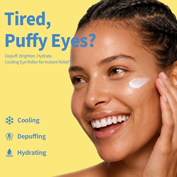 Purederm Revitalizing Eye Gel – Cooling Under Eye Serum Roller with Caffeine and 5% Volufiline – Depuffing Puffy Eyes, Dark Circles & Fine Lines – Daily Use, 0.88 oz