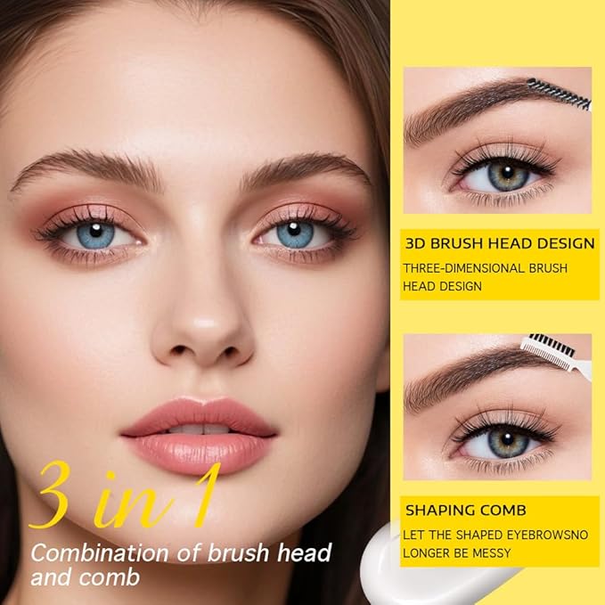 Eyebrow Sculpt Gel, Long-Lasting Brows Styling Clear-Drying & Waterproof Brow Gel Creates Laminated Brows, Comb & Brush Duo Brows