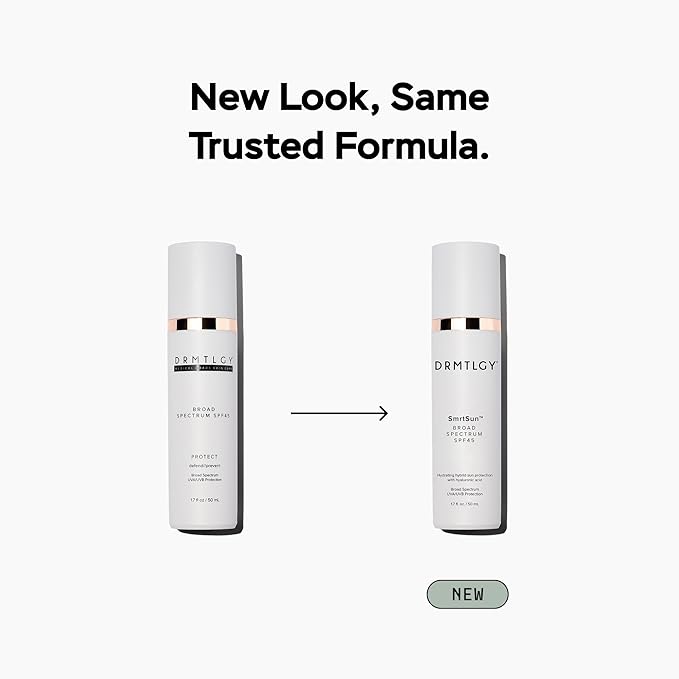 DRMTLGY SmrtSun Broad Spectrum SPF 45 Anti-Aging Sunscreen – Hybrid Zinc Oxide UV Protection with Hyaluronic Acid & Niacinamide – Lightweight, Non-Greasy, Fragrance-Free Face Sunscreen – 1.7 oz
