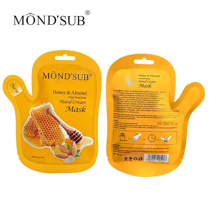 MOND'SUB 5 Pairs of Honey and Almond Best Hydrating Hand & Nail Mask - Best Deep Moisturizing Gloves for Dry Hands