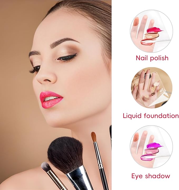 2 Pcs Acrylic Cosmetic Makeup Palette with Spatula Tool, Foundation Makeup Mixing Tray, Mixing Palette for Color Cream Liquid Foundation Mixing Nail Art