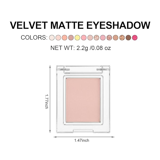 Erinde Matte Eyeshadow Palette Makeup, Neutral Single Eye Shadow Powder