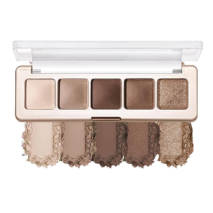 Neutral Nude Matte & Shimmer Eyeshadow Palette – Pink, Cocoa Brown & Champagne Gold Shades, Warm Nude Glitter Eye Shadow Contour Palette for Mature Women, Blue Green Eyes & Daily Natural Makeup