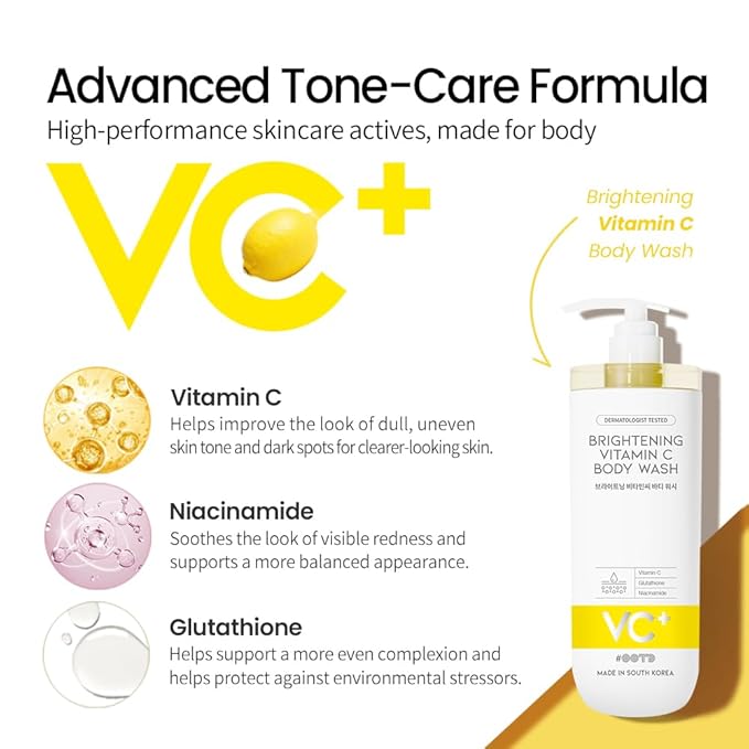 #OOTD Vitamin C Body Wash, 750ml (25.36 fl oz.) Gentle Daily Cleanser with Niacinamide for Dull & Sensitive Skin