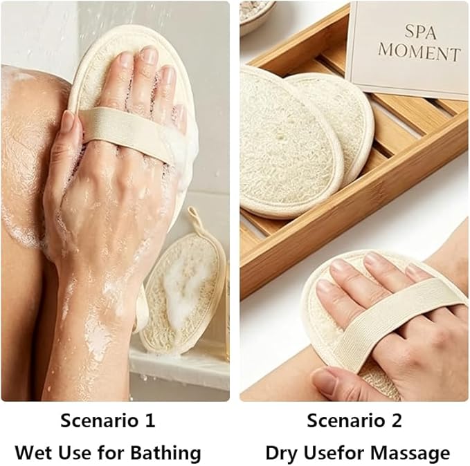 Natural Loofah Sponge Exfoliating Body Scrubber, Body Scrubbers for Shower,Made with Eco-Friendly and Biodegradable Shower Luffa Sponge - 2 Count (1 Pack)